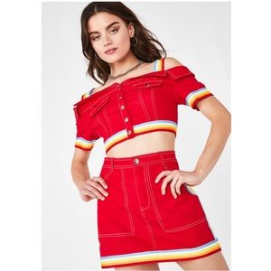 Red Rainbow Denim Set